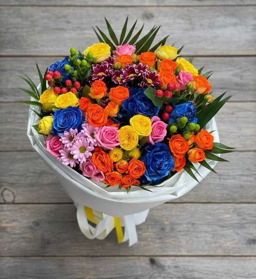 Букет цветов из: Розы и Хризантемы в Электроуглях