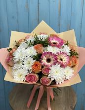 Букет цветов из:  Розы, Герберы и Хризантемы #REPLACE_PRED# Электроуглях