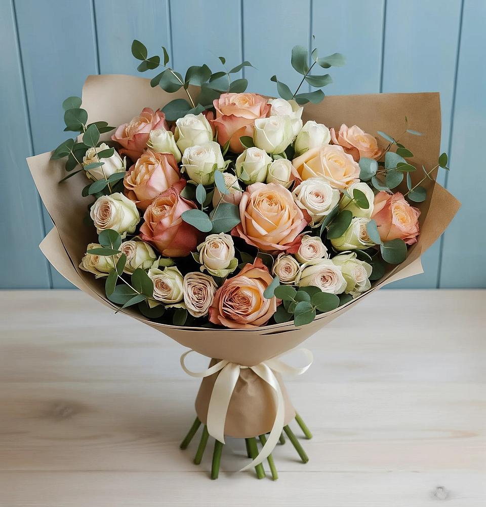 Букет цветов из: Альстромерии и Розы в Электроуглях