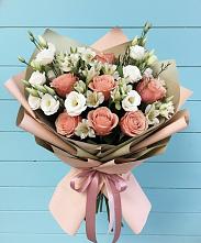 Букет цветов из:  Розы, Альстромерии и Лизиантусы в Электроуглях