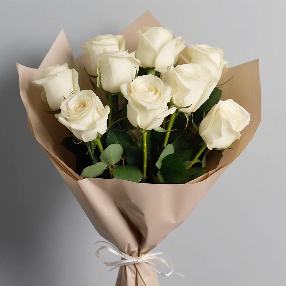 Букет 9 Белых роз Эдлесс Лав в Электроуглях