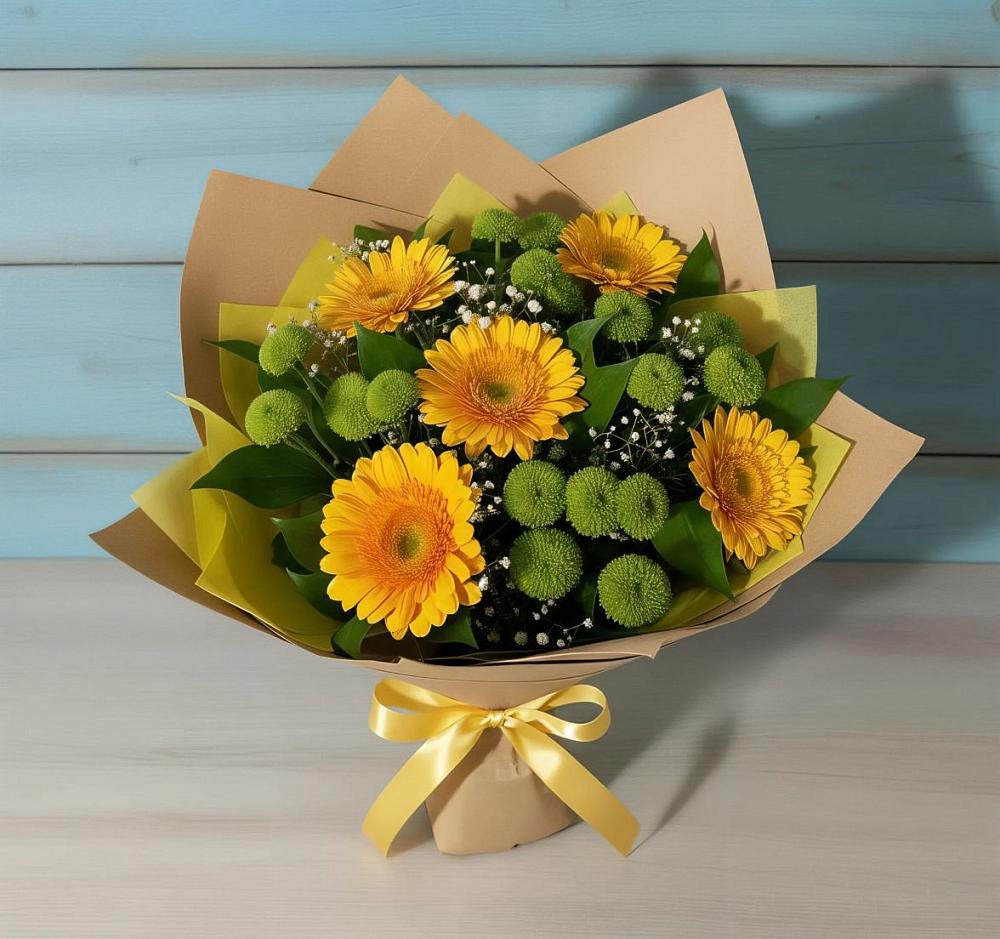 Букет цветов из: Герберы и Хризантемы в Электроуглях