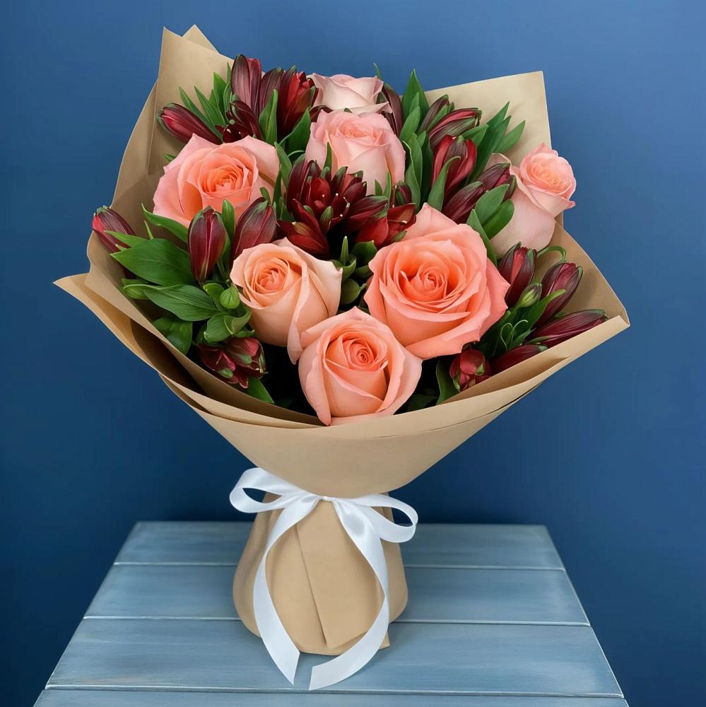 Букет цветов из: Розы и Альстромерии в Электроуглях