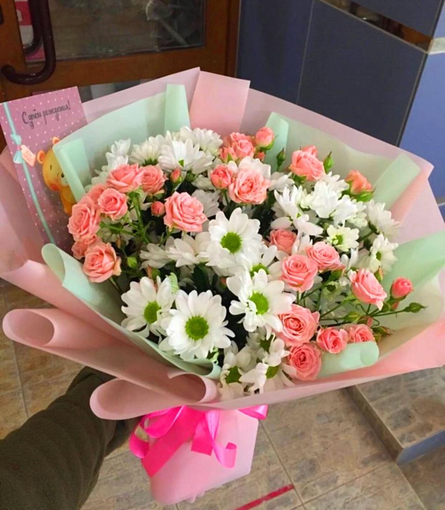 Букет цветов из: Розы и Хризантемы в Электроуглях