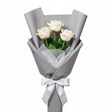 Букет 3 белые розы #REPLACE_PRED# Электроуглях