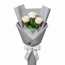 Букет 3 белые розы в Электроуглях