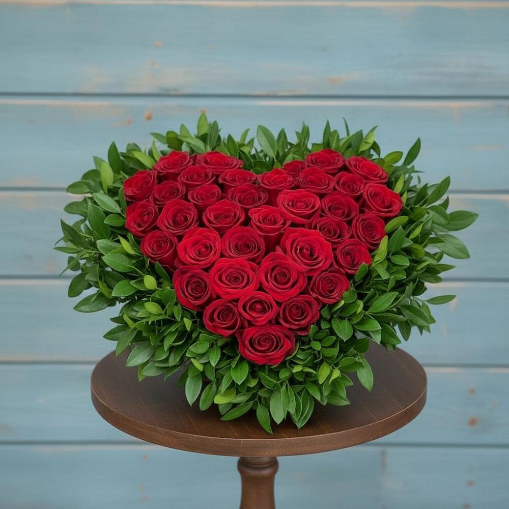 Цветочная композиция из Розы в виде сердца в Электроуглях