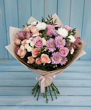 Букет цветов из:  Хризантемы, Розы и Альстромерии в Электроуглях