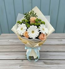 Букет цветов из:  Герберы, Розы и Хризантемы в Электроуглях