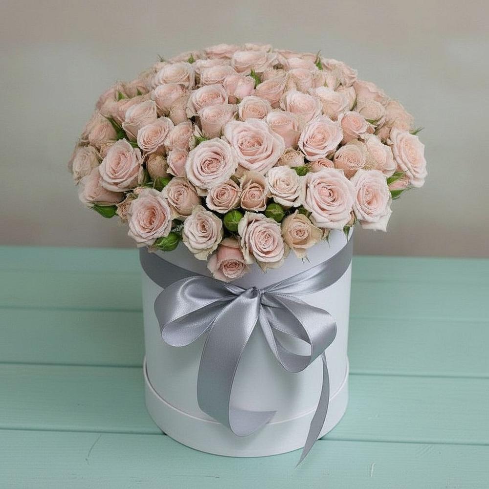 Цветочная композиция из Розы в шляпной коробке в Электроуглях